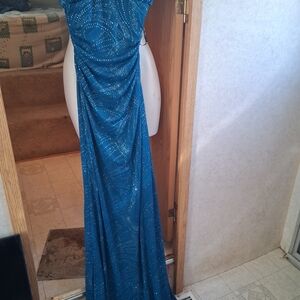 City Triangles Glittering Blue Maxi Dress